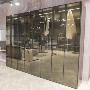 Desain Modern Kustom Ruang Ganti dengan Pintu Kaca Kaca Kaca Lemari Pakaian