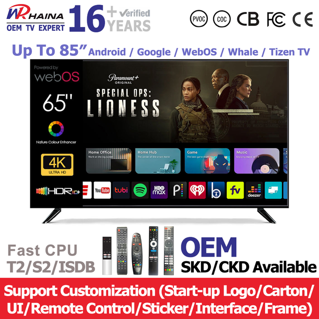 HAINA Smart TV QLED 65 Inches Television 4K 32 40 43 50 55 Inch WebOS LED Smart TV 45 Inch google Smart Televisions With WiFi