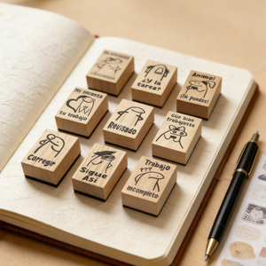 Wooden Diary <b>Stamp</b> <b>Set</b> Cartoon Animal Design Rubber <b>Stamps</b> for Journal Scrapbook Homework Marking - Product Image 5