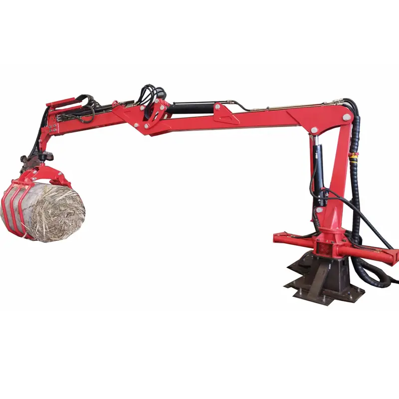 Wood log timber crane with hydraulic rotating grapple