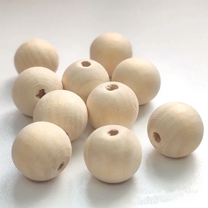 Accessoires de perles Diy perles rondes en vrac perles en bois Multi taille personnalisables grandes perles blanches en bois