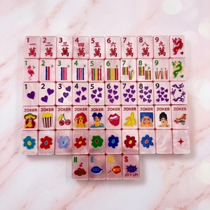 Mahjong Retro Pop Art <span class=keywords><strong>Rosa</strong></span> Perla, 160 Fichas, Patrón de Corazón Acrílico, Juego de Mesa de Diseño Femenino y Lindo, Colección de Regalo de Lujo - Product Image 1
