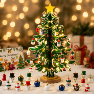 Calendario de Adviento de Madera DIY con Árbol de Navidad, 24 Días de Sorpresas, Calendario de Cuenta Regresiva con Mini Adornos Colgantes de Navidad - Product Image 3