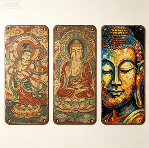 งานศิลปะติดผนังอะลูมิเนียมรูปพระพุทธรูปแบบนามธรรม สีสันสดใส ตกแต่งสไตล์ไทย ศาสนาพุทธ <span class=keywords><strong>ภาพ</strong></span>พิมพ์เซนสมัยใหม่ ของขวัญรอมฎอน - Product Image 2