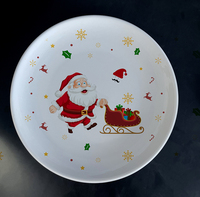 Assiettes en céramique de Noël personnalisées avec logo personnalisé motif flocon de neige Père Noël pour la vaisselle de fête de vacances ou la promotion commerciale
