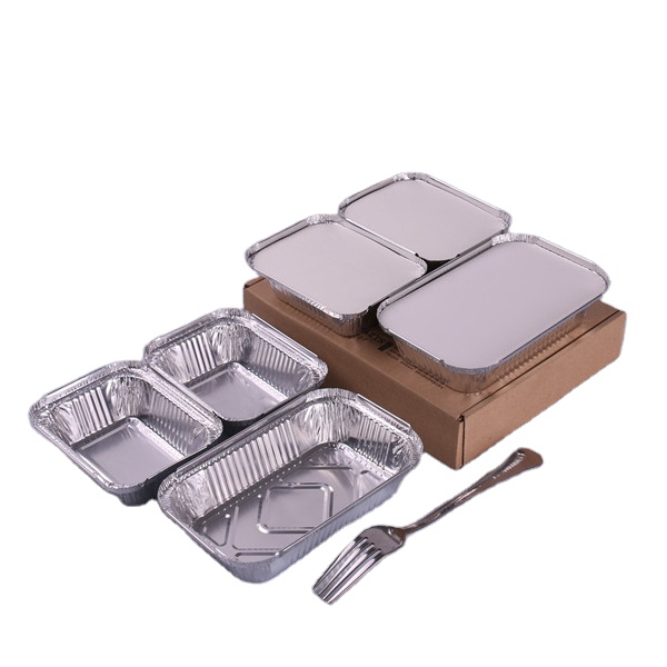 Одноразовый пищевой контейнер из алюминиевой фольги с крышками из фольги для ресторана, упаковка на вынос