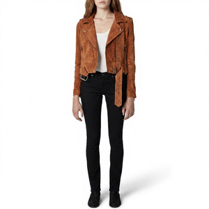 Venta al por mayor de chaquetas cortas de cuero de motorista de las mujeres con cierre de botón-Prendas de abrigo de moda de calidad superior para los minoristas - Product Image 1