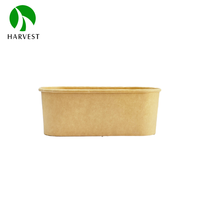 Conteneur alimentaire jetable biodégradable en kraft rectangulaire de 500 ml, boîte à bento pour barbecue, boîte à nouilles Yaki