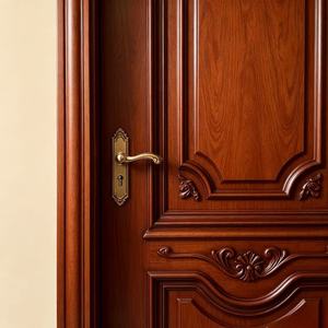 Puertas de Madera Compuesta Lacada <span class=keywords><strong>Caoba</strong></span> con Tallado Europeo para Dormitorio, Hotel, Apartamento, Villa, Impermeable - Product Image 6