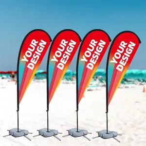 Bandeira de penas para anúncio ao ar livre, bandeira de penas para voar em praia