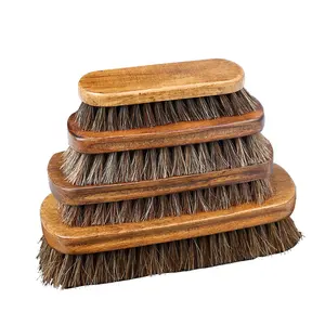 Brosse de cirage de chaussures en crin de cheval en bois de qualité supérieure avec logo personnalisé en gros d'usine brosse de nettoyage de chaussures de baskets