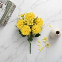 Fleur artificielle réaliste de chrysanthème à 5 tiges, taille moyenne, fausse branche ronde de chrysanthème pour décoration de toile de fond de mariage