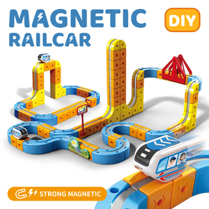 Nouveau Kit <span class=keywords><strong>de</strong></span> Jouets Éducatifs Électroniques pour Enfants : Circuit <span class=keywords><strong>de</strong></span> Voiture Magique à Assembler Soi-même, Piste <span class=keywords><strong>de</strong></span> Course pour Bébés, Jouets <span class=keywords><strong>de</strong></span> Rail et Cubes - Product Image 2