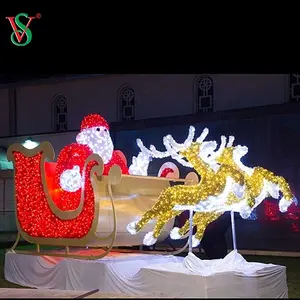 Diskon besar kereta rusa dengan Santa Claus lampu Motif tahan air untuk dekorasi Natal luar ruangan liburan