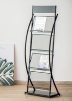 Support de présentation de dépliants format A4, présentoir de magazines de supermarché, présentoir de posters, présentoir debout, présentoir en métal à mailles, poche pour brochures