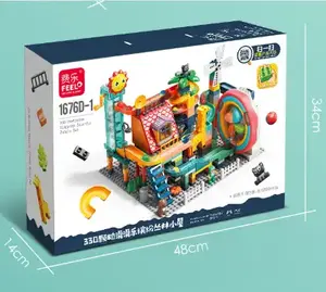 FEELO, 330 Uds., Tobogán eléctrico para cabaña <span class=keywords><strong>de</strong></span> jungla, laberinto <span class=keywords><strong>de</strong></span> ladrillos <span class=keywords><strong>de</strong></span> partículas grandes, bola para correr, embudo <span class=keywords><strong>de</strong></span> carreras, montaje <span class=keywords><strong>de</strong></span> pista, juegos <span class=keywords><strong>de</strong></span> bloques <span class=keywords><strong>de</strong></span> construcción - Product Image 6