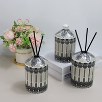 Bouteille diffuseur à roseaux en céramique vide personnalisable, récipient de luxe pour bougies et diffuseurs d'arômes, sans alcool, sans BPA, avec rotin noir
