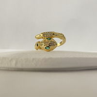 Bague Serpent Ouverte en Acier Inoxydable 316L Plaqué Or 18K avec Zircon, Réglable, Style Punk, pour Femme - Vente en Gros