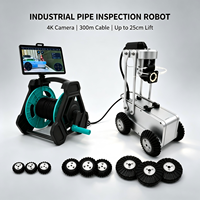 Robot de caméra d'inspection de canalisations industrielles avec caméra 4K, câble de travail de 300 m et élévateur de caméra de 25 cm