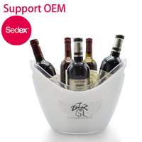 Seau à glace LED transparent moderne en plastique rond 4L/8L avec logo personnalisé, étanche, pour refroidisseur de bière, idéal pour les boîtes de nuit, bars et fêtes