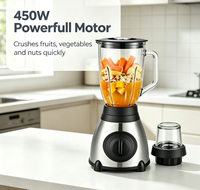 GB-BL66 450W blender voor op het aanrecht, 5-snelheden sapcentrifuge, AC220-240V 50/60Hz 1,5L blender met plastic kan en maalaccessoire