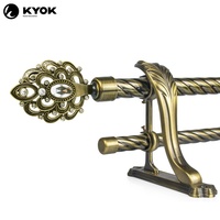 Usine de fabrication de tringles à rideaux en fer forgé KYOK Chine Foshan, tringle à rideaux double, fabricant de finials de rideaux fantaisie/supports de rideaux