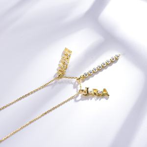 Nomor Liontin Kalung 925 Perak Murni Berlapis Emas 5A CZ Berlian Liontin Huruf Nama Kalung Liontin - Product Image 3