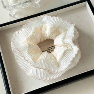 Coletero de encaje francés extragrande para mujer, banda para el pelo de tela de doble capa extra gruesa con lazo, accesorios - Product Image 5