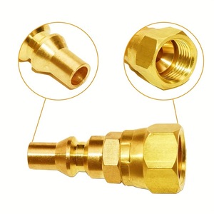 Copper 1/4 In Propane Quick Connect <b>Adapter</b> For RV Camping Grill Fire Pit Heater - Product Image 3