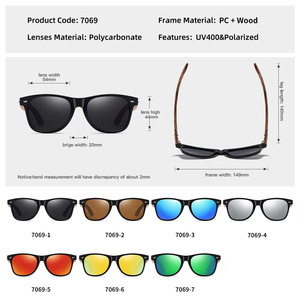 Lunettes de soleil en bois de <span class=keywords><strong>bambou</strong></span> pour homme, logo personnalisé, verres polarisés TAC UV400 CE, fabrication artisanale, mode 2022, cadeau de mariage - Product Image 3