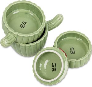 Juego de 4 tazas medidoras decorativas de cerámica con diseño de cactus para cocina, tazas medidoras de porcelana de varios tamaños a granel - Product Image 3