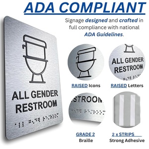 Letrero de baño elevado adhesivo de fábrica de <span class=keywords><strong>Amazon</strong></span> US con Braille estéreo claro y fácil de leer desde cualquier ángulo - Product Image 3