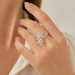 Anello regolabile vintage a forma di goccia con fiore, regalo per donna per l'uso quotidiano o per feste - Product Image 2