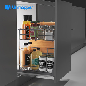 Cesta extraíble de doble capa para condimentos Unihopper, acero laminado en frío, estante de almacenamiento moderno para gabinete de cocina - Product Image 1