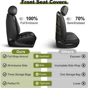 Nouvelles housses de siège de voiture en cuir noir 5 places 12V ensemble complet compatible avec les camionnettes <span class=keywords><strong>Ford</strong></span> F150/F250/F350/F450 2009-2025 - Product Image 4