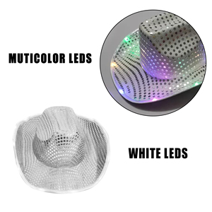 Sombrero de vaquero LED con espejos para discoteca, venta al por mayor, OEM 2026, para adultos, unisex, para fiestas, para todas las estaciones - Product Image 3
