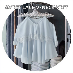 TAOP&ZA 2025 Autumn New Vintage Breathable Woven <b>Lace</b> Splicing Underwear Style V-neck Thin Strap <b>Tank</b> <b>Top</b> 5770222 - Product Image 2