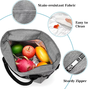 Sac isotherme à déjeuner en toile à motif vache, avec <span class=keywords><strong>porte</strong></span>-bouteilles latéraux, sac fourre-tout thermique portable pour le bureau et les pique-niques - Product Image 4