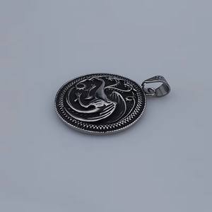 Kalung besar produk baru Retro mendominasi Game and Thrones liontin Shuangluo GTT01 tiga kepala api bernapas Naga - Product Image 4