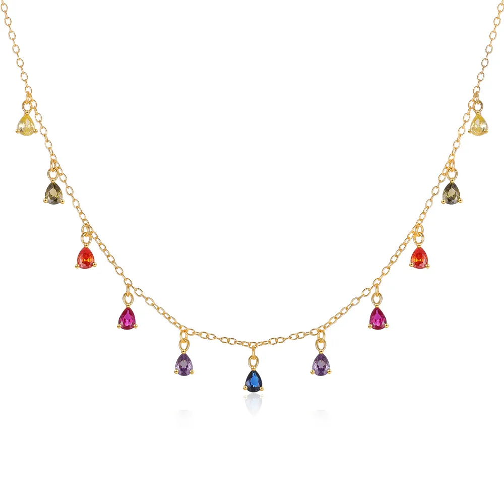 Canner colares femininos de prata esterlina s925, venda de joias da moda, coloridas de diamante cz, colares iniciais de ouro