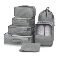 Cubes d'emballage de voyage en Polyester, 7 pièces, organisateur de bagages de voyage, ensemble avec sac à chaussures