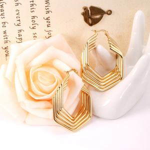 Pendientes de Aro Minimalistas y Modernos de Acero Inoxidable, Chapados en Oro de 18K, Pendientes Geométricos para Mujer - Product Image 3