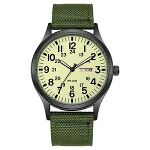 Vintage Large Numerals Quartz <b>Watch</b> Green Woven Canvas Strap Buckle Convenient Outdoor Design for <b>Men</b> Green Disposable Durable - Product Image 1