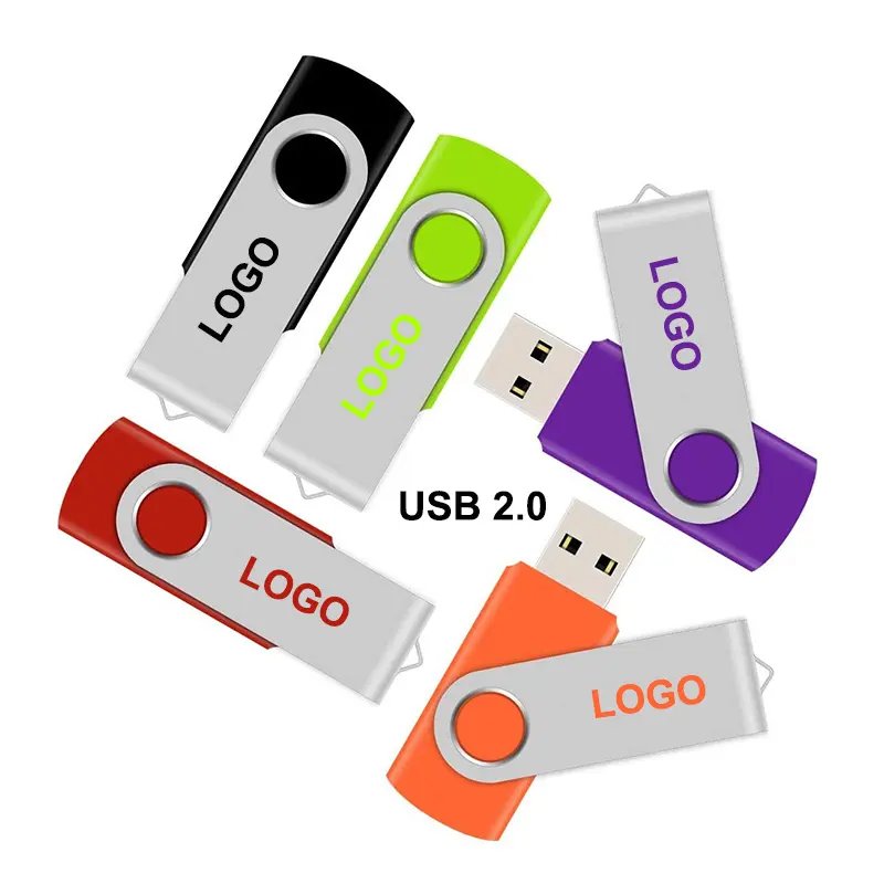 Großhandel Günstige Custom Branded Promotion 1GB 2GB 4GB 8GB 16GB 32GB 64GB 128GB Swivel 2.0 Pen drive USB-Flash-Laufwerke mit Logo