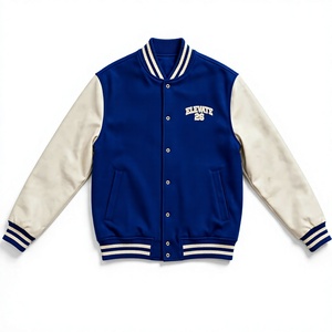 Breathable Men's Varsity Jacket Woolen Fabric Crew Neck Letter Patch <b>Snap</b> Button Sheep Fur Trim Casual Winter - Product Image 1