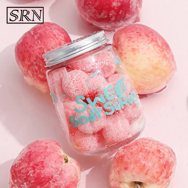 Custom LOGO Vegan Pink Peach Smell Exfoliating Candy Sugar Body Bath Scrub Balls