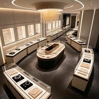 Vitrine de présentation de bijoux ronde personnalisée en verre avec éclairage LED pour magasin de détail