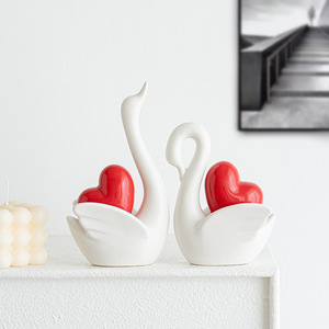 Ornements de cygne en céramique nordique articles décoratifs faits à la main pour la maison pour Hall d'entrée salon armoire à vin support TV mariage - Product Image 4