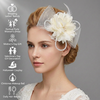 En gros, Pince à cheveux en organza légère avec nœud et coiffe florale pour demoiselles d'honneur, idéale pour les fêtes costumées, festivals de musique et les amateurs de DIY, avec dentelle