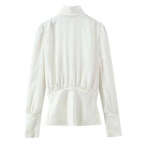 Kemeja dekoratif wanita, baju pinggang lengan panjang chic Wanita retro berpita temperamen kasual mode baru 2025 - Product Image 1